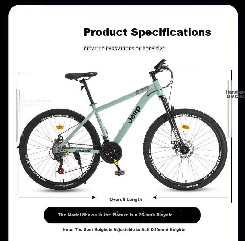 JEEP Mountain Bike RC750 Carbon Steel White Moonlight 27.5 Inch 27-Speed Shock Absorbing Commuter Bike for Men and Women Students 13