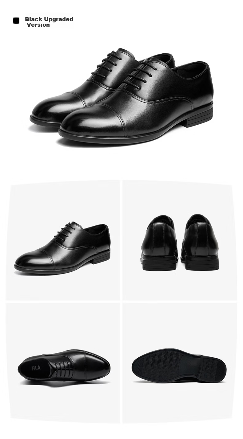 HLA Men's Oxford Leather Dress Shoes Business Formal Comfortable Versatile Leather HAAPXM2FBA188 Black Size 40 21