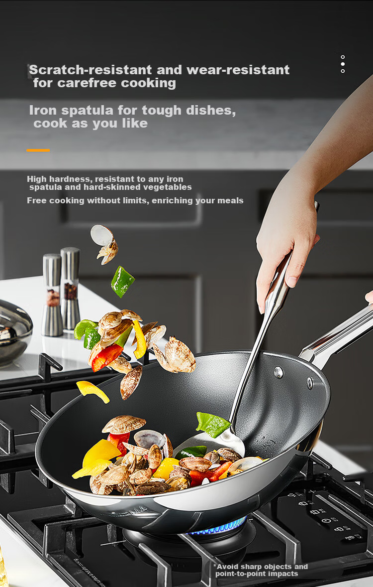 COOKER KING Fluorine-Free Coating Non-Stick Wok Multi-Functional Ultra-Light Titanium Pan 28CM for Gas and Induction Cookers 10