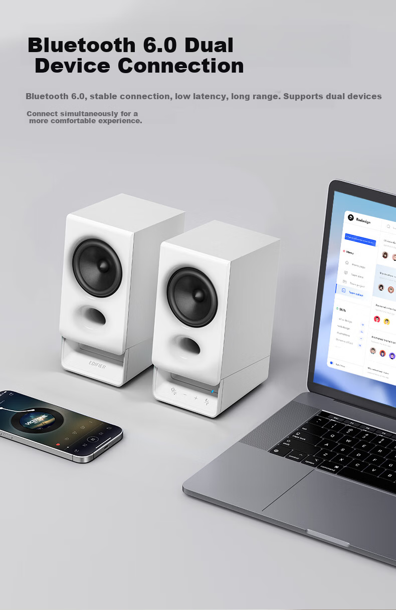 EDIFIER New R20 Desktop 2.0 Computer Speakers Wireless Bluetooth 6.0 RGB Ambient Lighting Black 13
