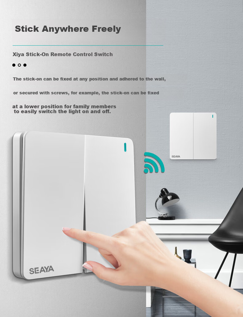 Xiya Wireless Switch, Remote Control Switch, Smart Switch, No Wiring Required, Remote Control Switch, Dual-Controlled, Self-Adhesive Switch 11
