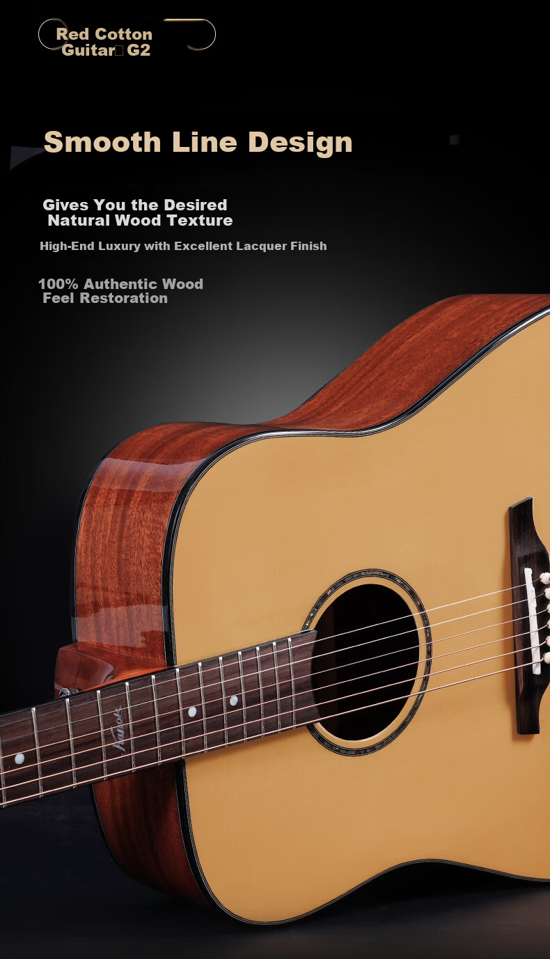 Kapok Folk Acoustic Guitar 36-inch G2 1/2 Beginner Entry-Level Graded Wooden Guitar for Men and Women Advanced Instrument 9