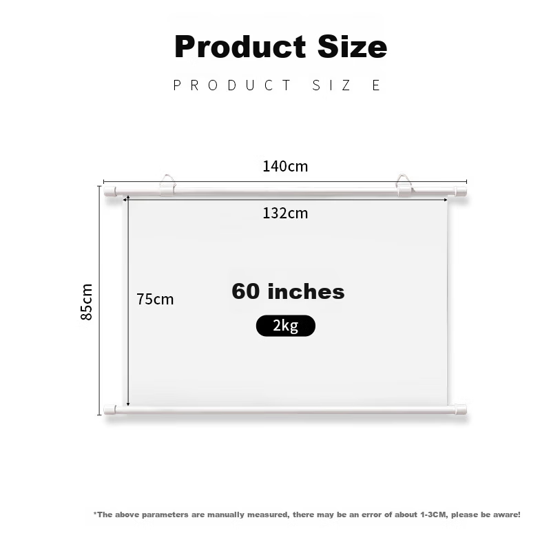 Kuaiduo House 60-Inch 16:9 Photon Wall-Mounted Screen Anti-Light Projection Screen 8K HD Compatible with Three-Color Laser Projectors [No Drilling] for Office and Home Use Compatible with XGIMI, JmGO,