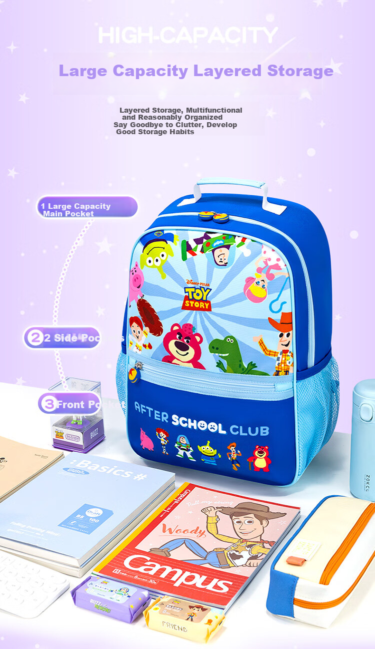 Disney Backpack for Elementary Students Grades 1-3-6 Lightweight Breathable Large Capacity Comfortable Kids Boys Girls School Bag 12