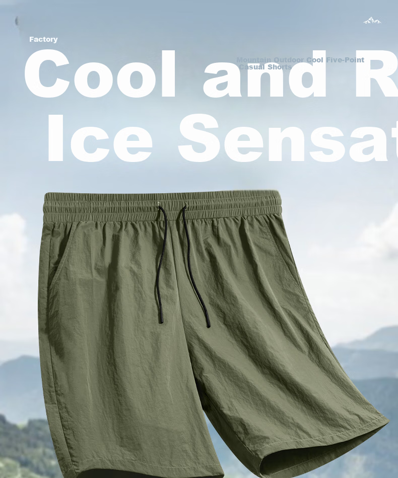 JEEP SPIRIT Men's Summer Thin Ice Silk Breathable Quick-Dry Mountain Style Sports Shorts Military Green M 2