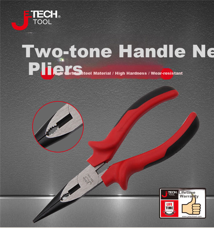 JETECH Multifunctional Needle Nose Pliers with Teeth, Electrician Wire Cutter, 6 Inch RPC-6 1