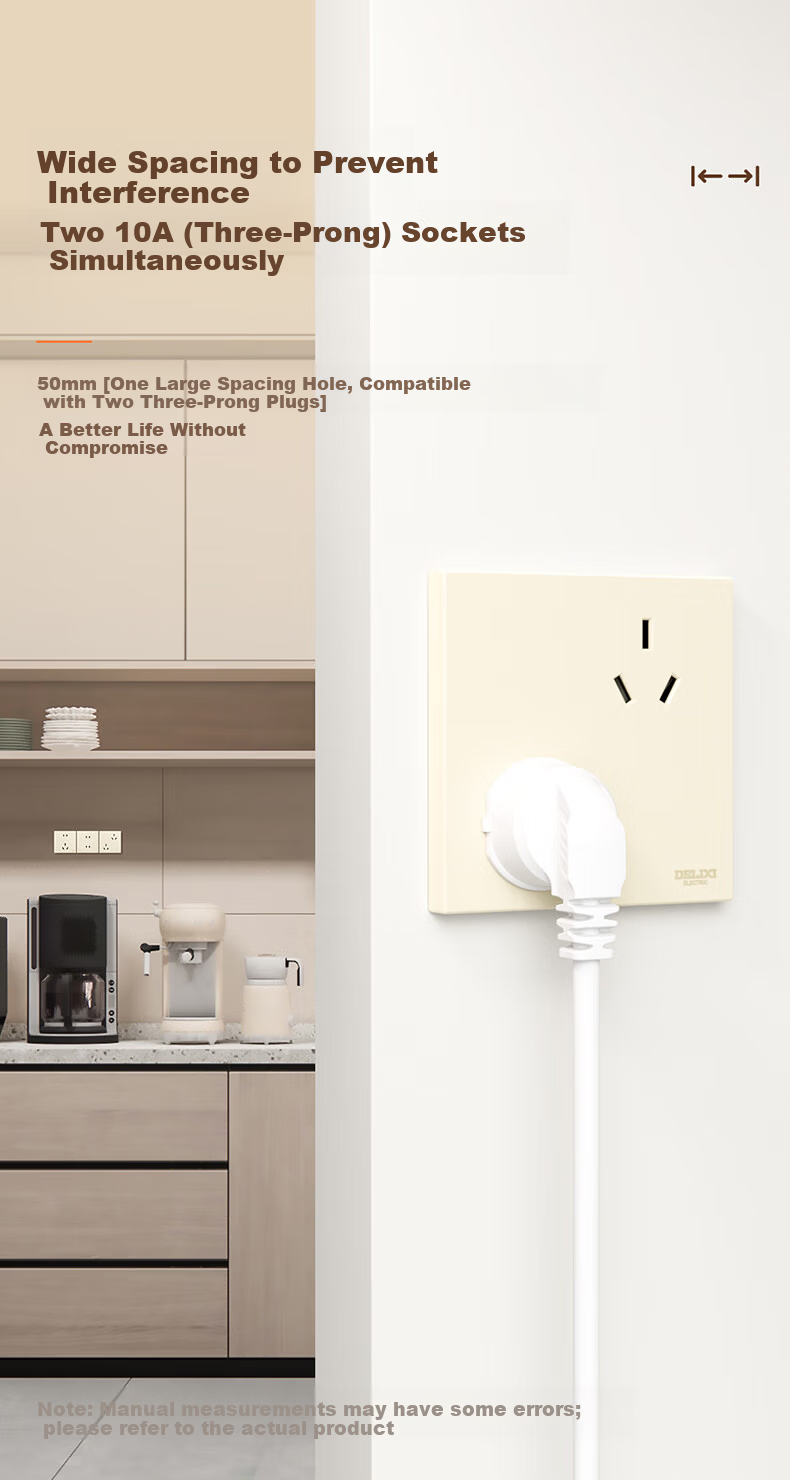 DELIXI Matte Skin-Friendly Large Panel 86 Type Universal Three-Hole 10A and 16A Socket CD100 Goose Down Yellow 5