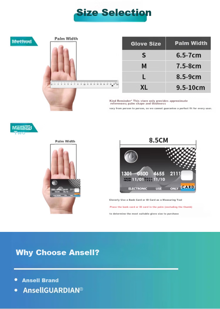 Ansell Disposable Powder-Free Nitrile Gloves Thickened Wear-Resistant Food Grade Household Laboratory Inspection Protective Gloves 92-670 (100 pcs/box) M 17