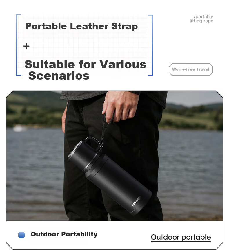 NRMEi Insulated Large Capacity Men's Tea Separation 316 Stainless Steel Portable Men's Steeping Tea Water Bottle Cup 16