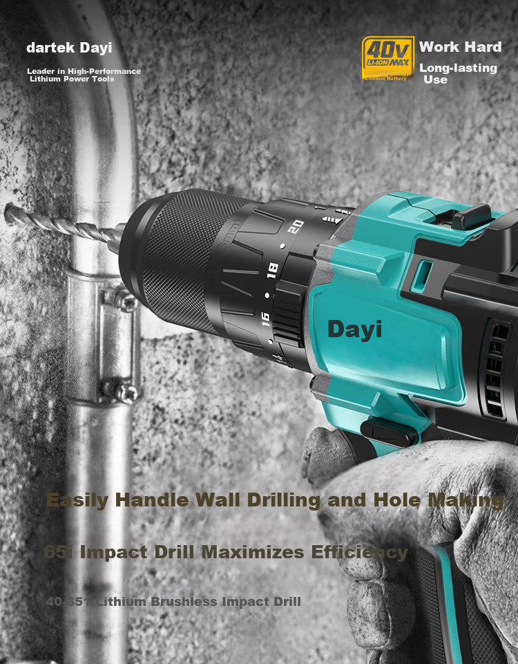 Dayi 40V Cordless Impact Electric Drill 65i Multi-Function Hammer Drill Wall Drilling Handgun Drill 1