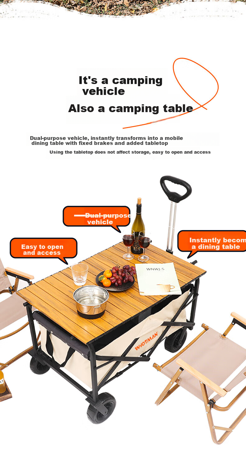 Waterman Outdoor Camping Cart Handcart Camp Wagon Small Trolley Picnic Stroller Pet Dog Cart 3