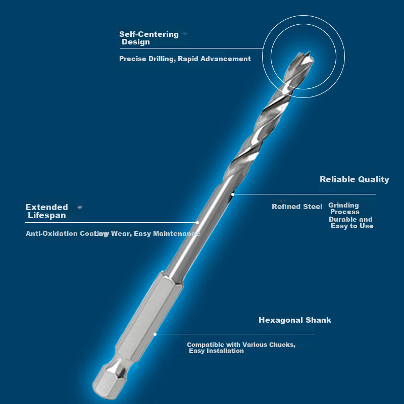 BOSCH Hex Shank Wood Drill Bit Set Furniture Assembly Maintenance Drilling Installation 5-Piece 2/3/4/5/6mm