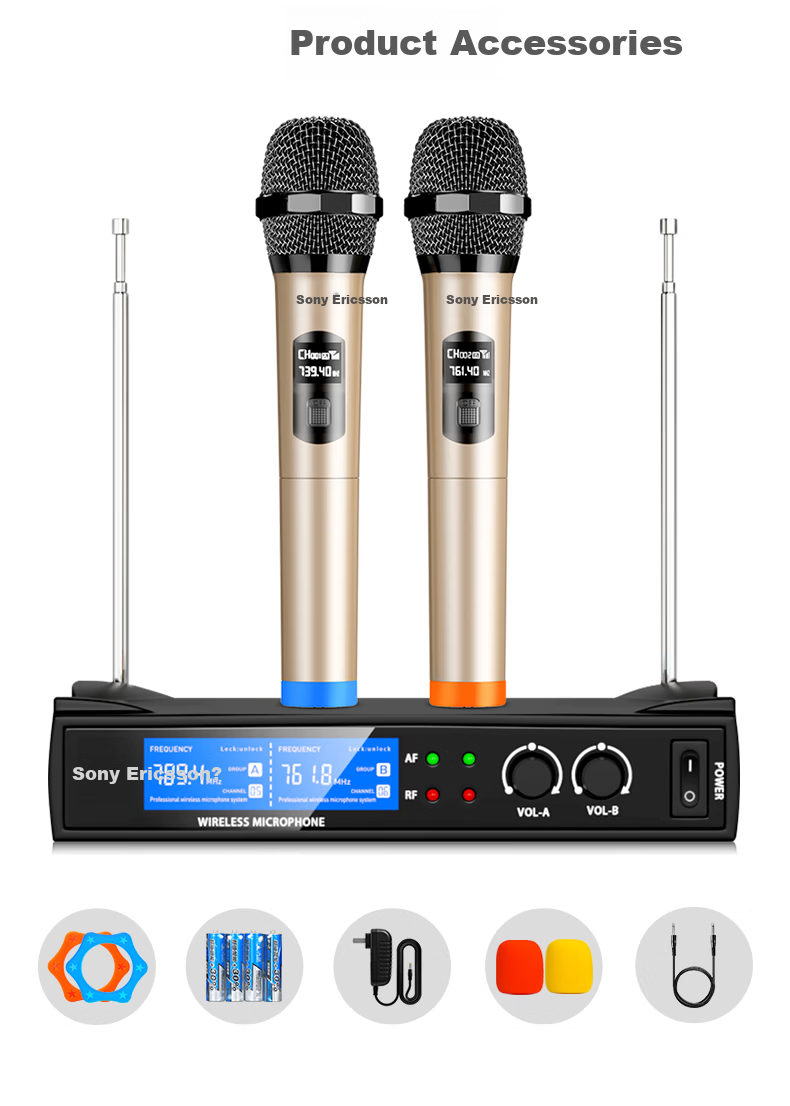 Soaiy Professional Wireless Microphone System with Two Handheld Mics, Frequency-Adjustable Karaoke Microphones for Home, Stage, KTV, Singing, Weddings, Meetings, Professional SA-WK13(B) [Headset] 11
