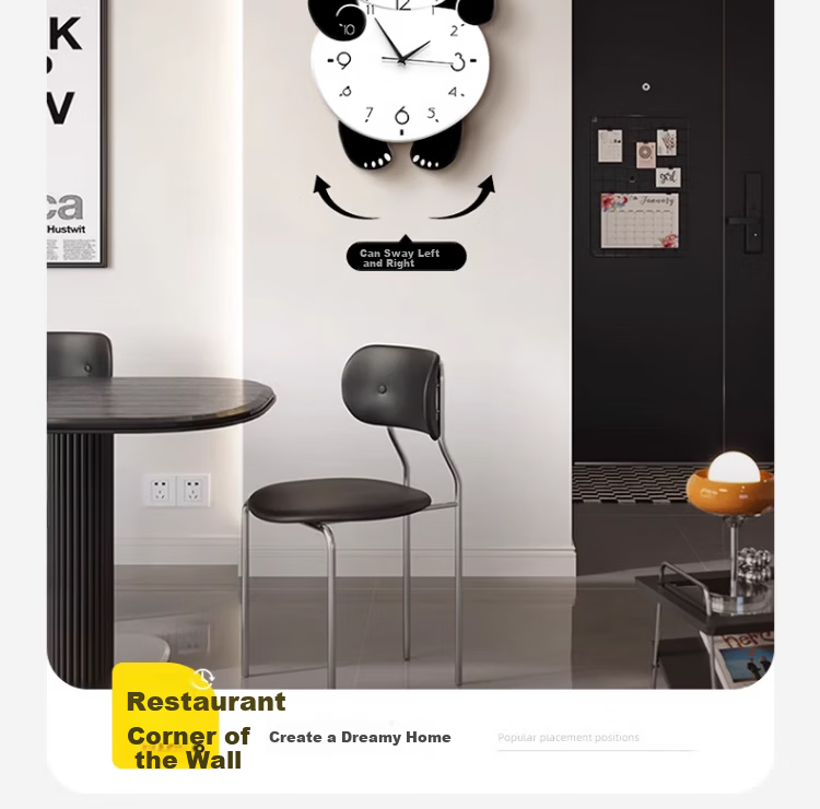 Mao Jiu Jiang 2026 New Panda Wall Clock Modern Minimalist Cream Style Living Room Creative Home Clock 5