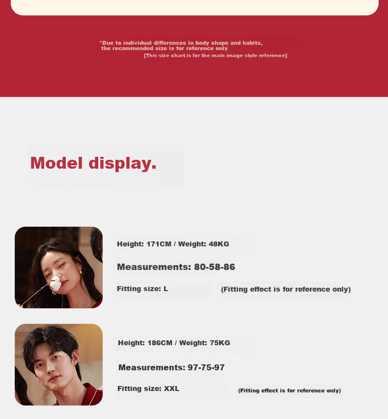 XULEN Modal Cotton Couples Red Nightgown and Robe Set for Wedding Year 63351 Jujube Red - Women M 9