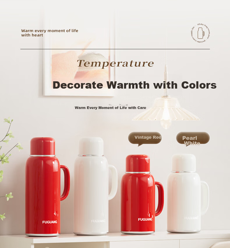 Fuguang Large Capacity Insulated Thermos Flask Stainless Steel Vacuum Water Bottle Portable Outdoor Hot Water Bottle 1200ML 18