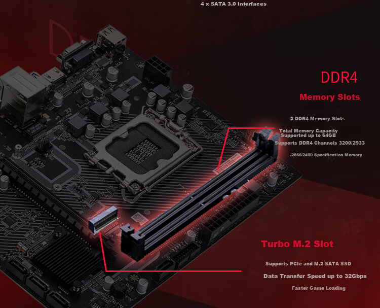 Colorful H610M-D DDR4 Gaming Motherboard 12490F/13490F/13100 (Intel H610/LGA 1700) 4
