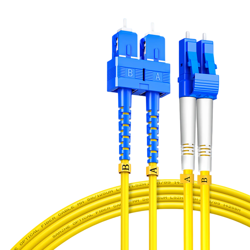 SAMZHE Telecom-Grade Fiber Optic Patch Cable LC-SC(UPC), Single-Mode Dual-Core, Flame-Retardant Low-Smoke Zero-Halogen Fiber Optic Home Network Cable, Transceiver Pigtail 10 Meters G1-LCSC10