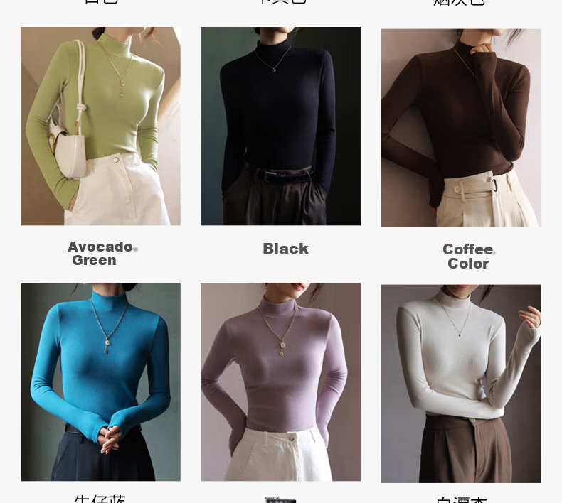 MiiOW Women's Half Turtleneck Fleece-Lined Thickened Base Shirt 2025 New Autumn Winter Warm Inner and Outer Wear Top 15