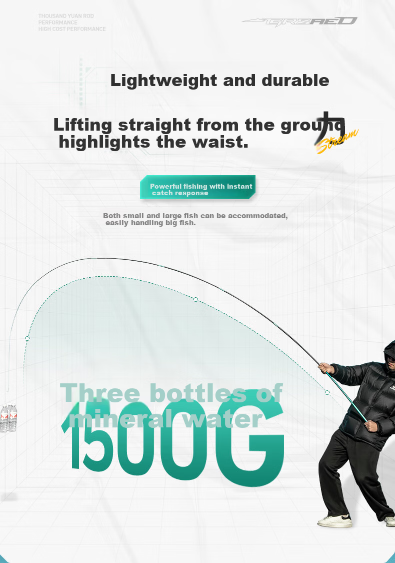 Grsaed Carbon Fiber Fishing Rod Lightweight Hand Rod Leisure Wild Fishing Pole Grsaed Crucian Stream Rod 6.3m 17