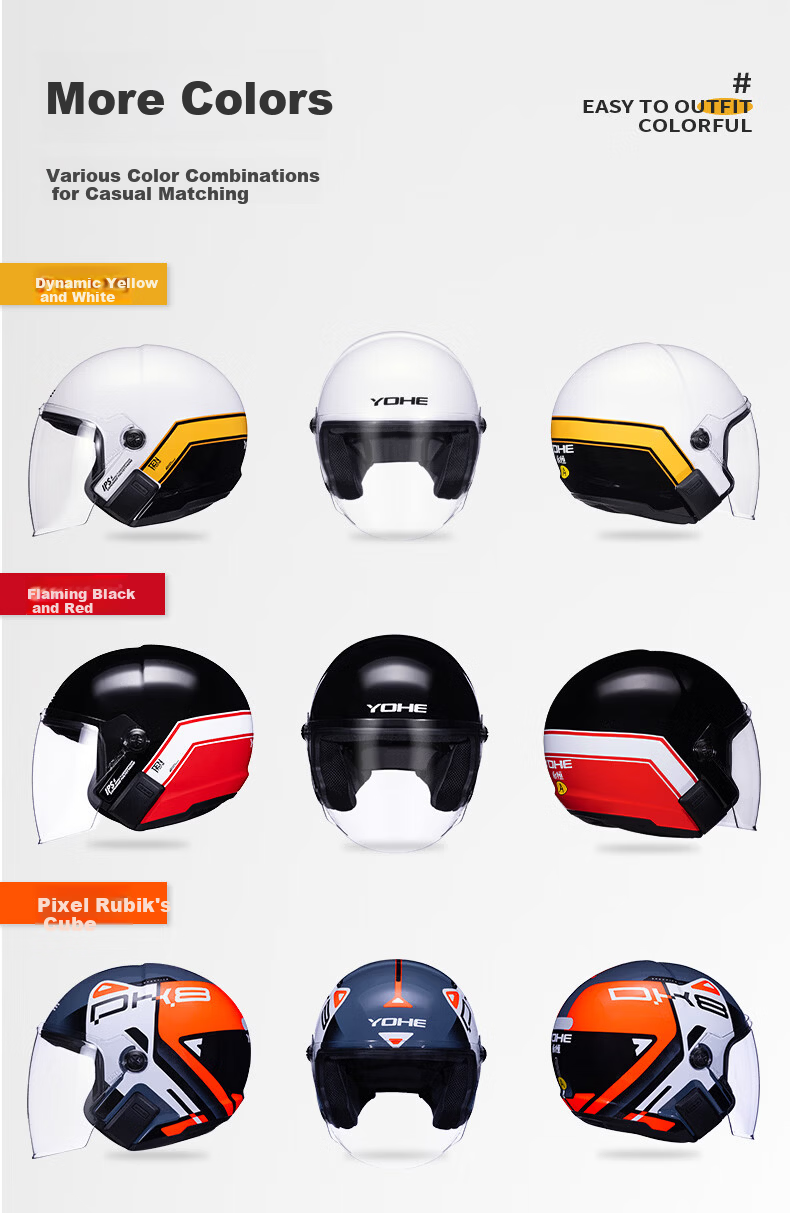 YOHE Motorcycle Electric Bike Helmet Unisex Safety Helmet 3C Certified DK8 Dynamic Yellow White XL Size 10