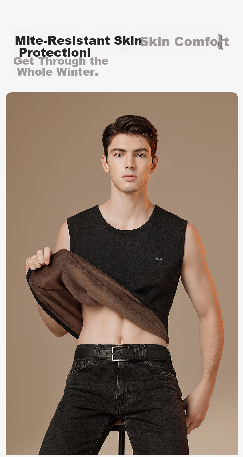 MiiOW [Fleece-Lined Thick Cashmere] Men's Thermal Vest, Sleeveless Undershirt, Tank Top, Vest, Underwear for Women, Autumn And Winter 8