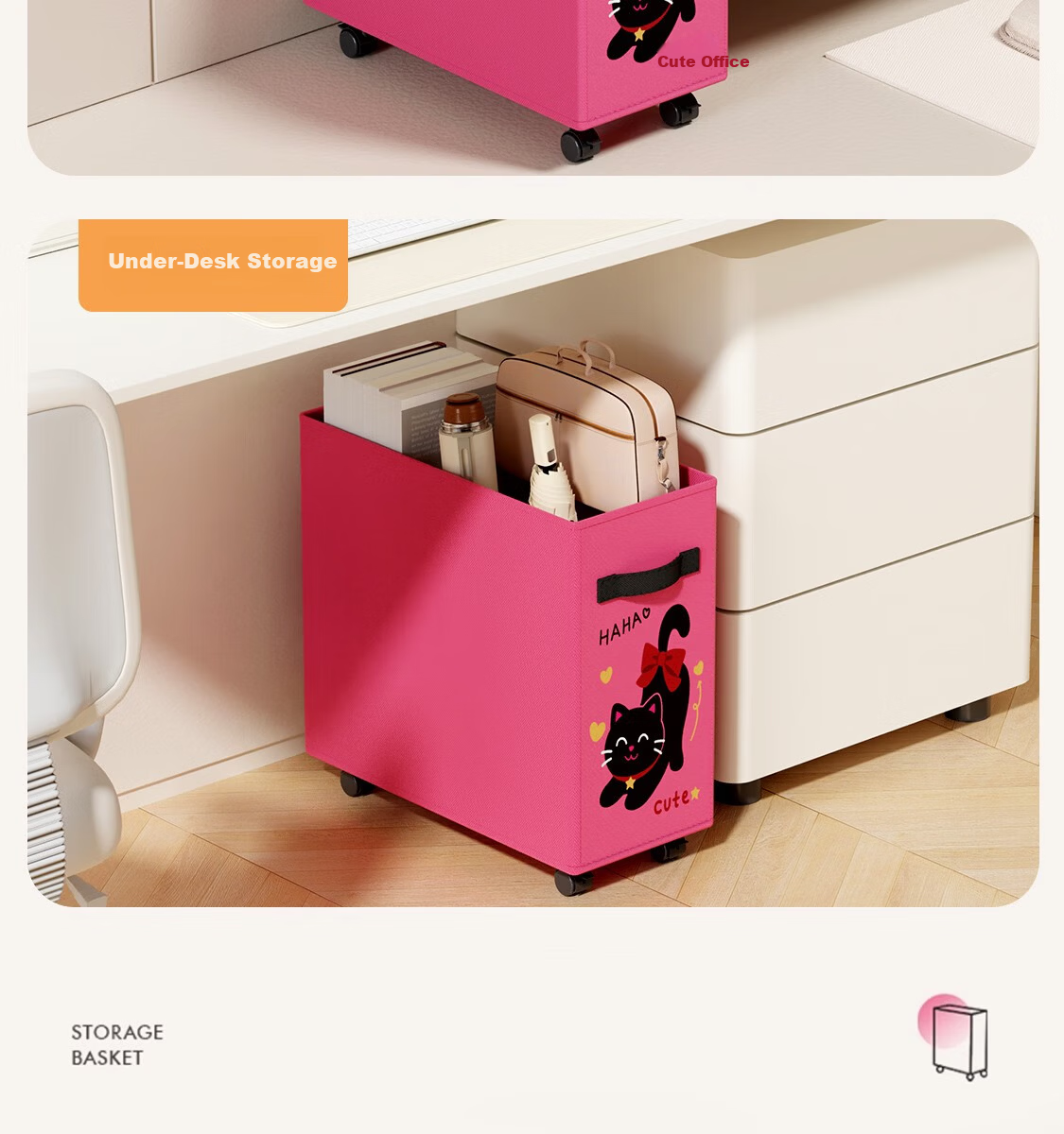 Fanyejia Under-Desk Storage Rack Organizer with Wheels for Office Desk, Small Cart for Workstation, Backpack Storage Trolley for Dormitory 13