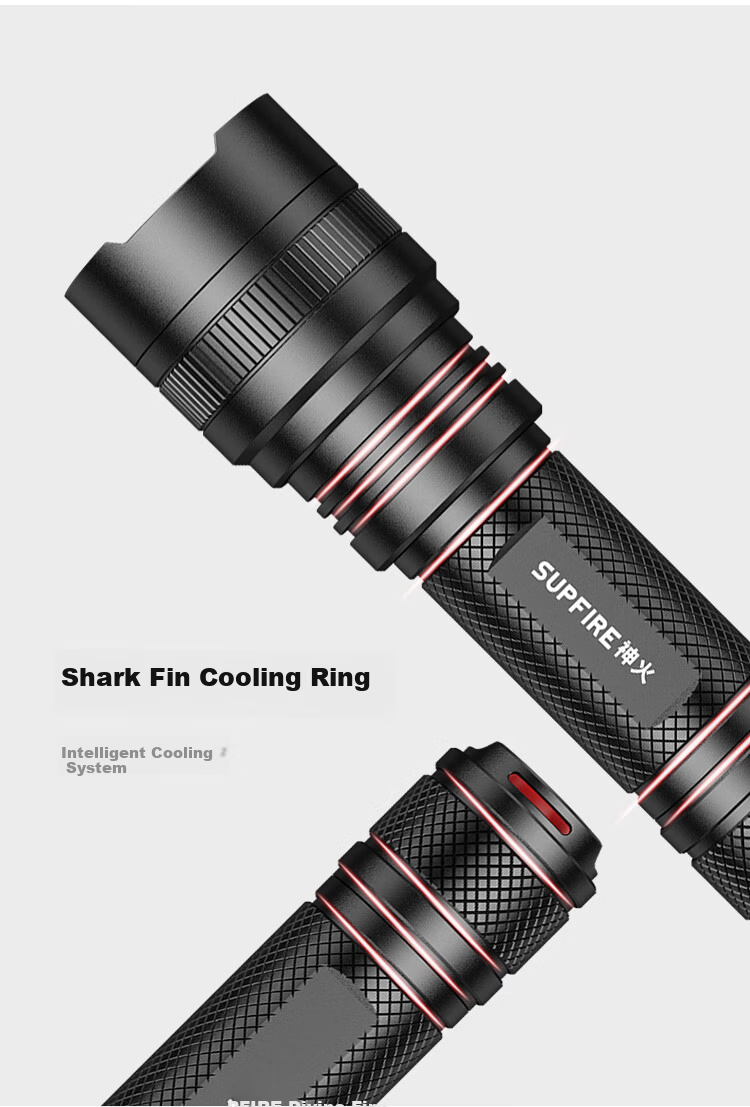 SupFire High Brightness Tactical Flashlight Long Range Long Battery Life Military Outdoor Survival Industrial Lighting 200000 Lumens 6