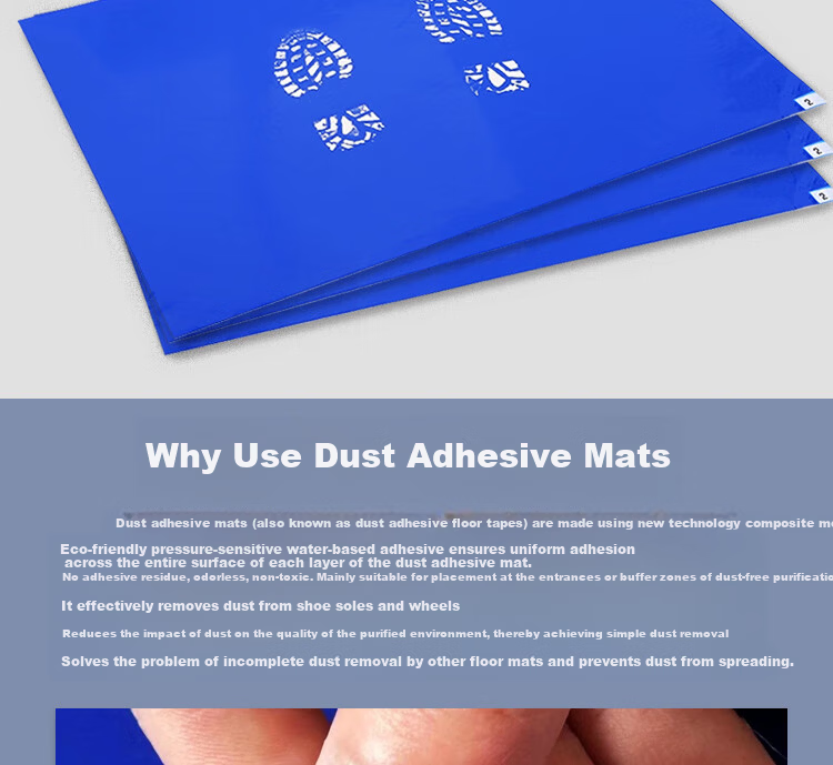 Zhongjing Adhesive Dust Mat Peelable Dust Removal Pad Cleanroom Factory Floor Mat 60X90CM Blue 2