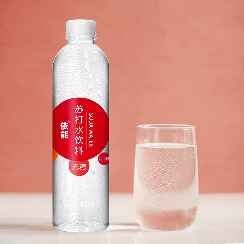 依能 西柚味 无糖无汽弱碱苏打水饮料 500ml*24瓶 塑膜装 饮用水
