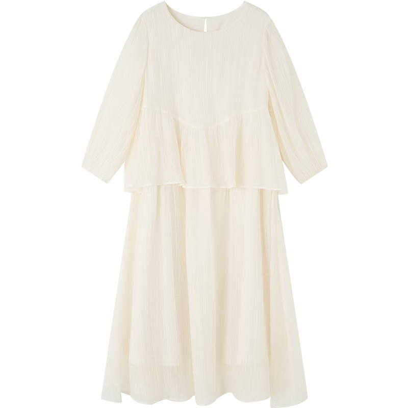 Demana [Light Breath Lyocell] Summer Elegant Style Fake Two-Piece Ruffle Loose Slimming Dress for Women High-End Feel