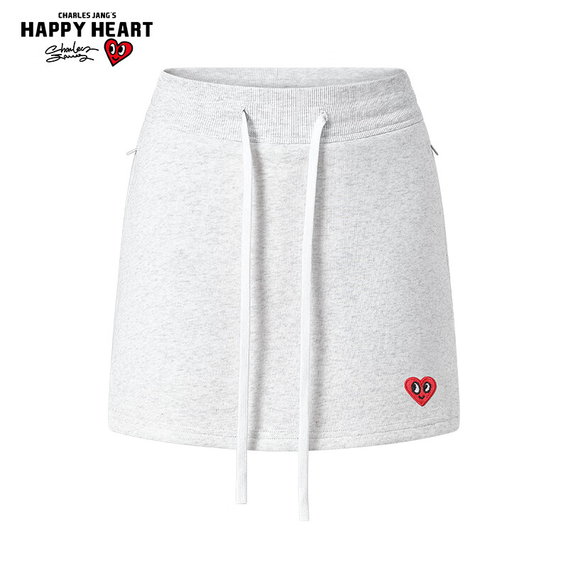 Charles Heart Embroidery Girls' Summer High-Waist Slim Fit Casual Bodycon Skirt Light Floral Gray F