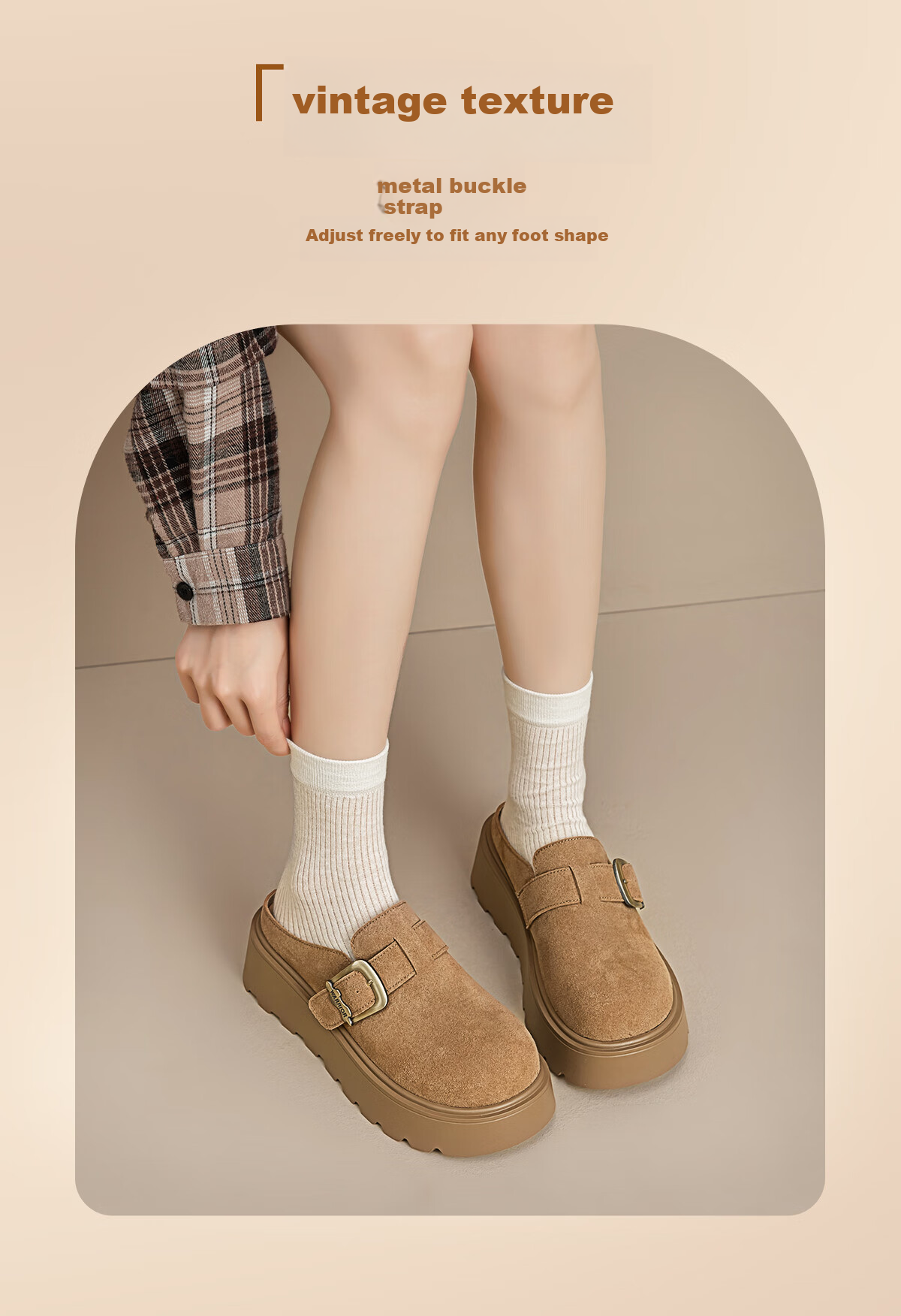 Huili Women's Shoes, Autumn And Winter Fashion Versatile Birkenstock Sandals, Thick-Soled Heightening Comfortable Non-Slip Casual Closed-Toe Slippers, Khaki, Size 38 3