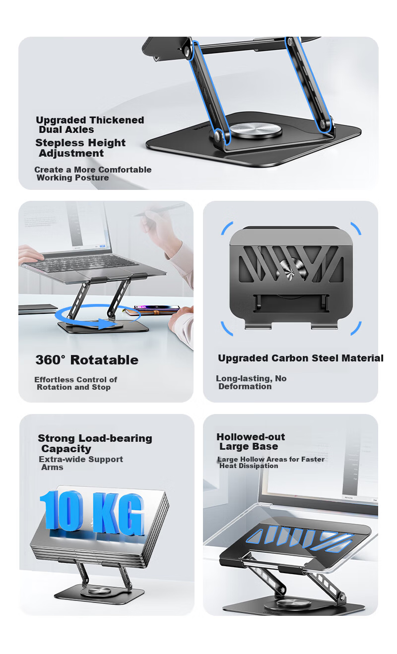 Sanze 360° Rotating Laptop Stand Cooler Riser Adjustable Computer Holder for Apple MacBook Lenovo Xiaoxin Legion Dell BZJ-07 2
