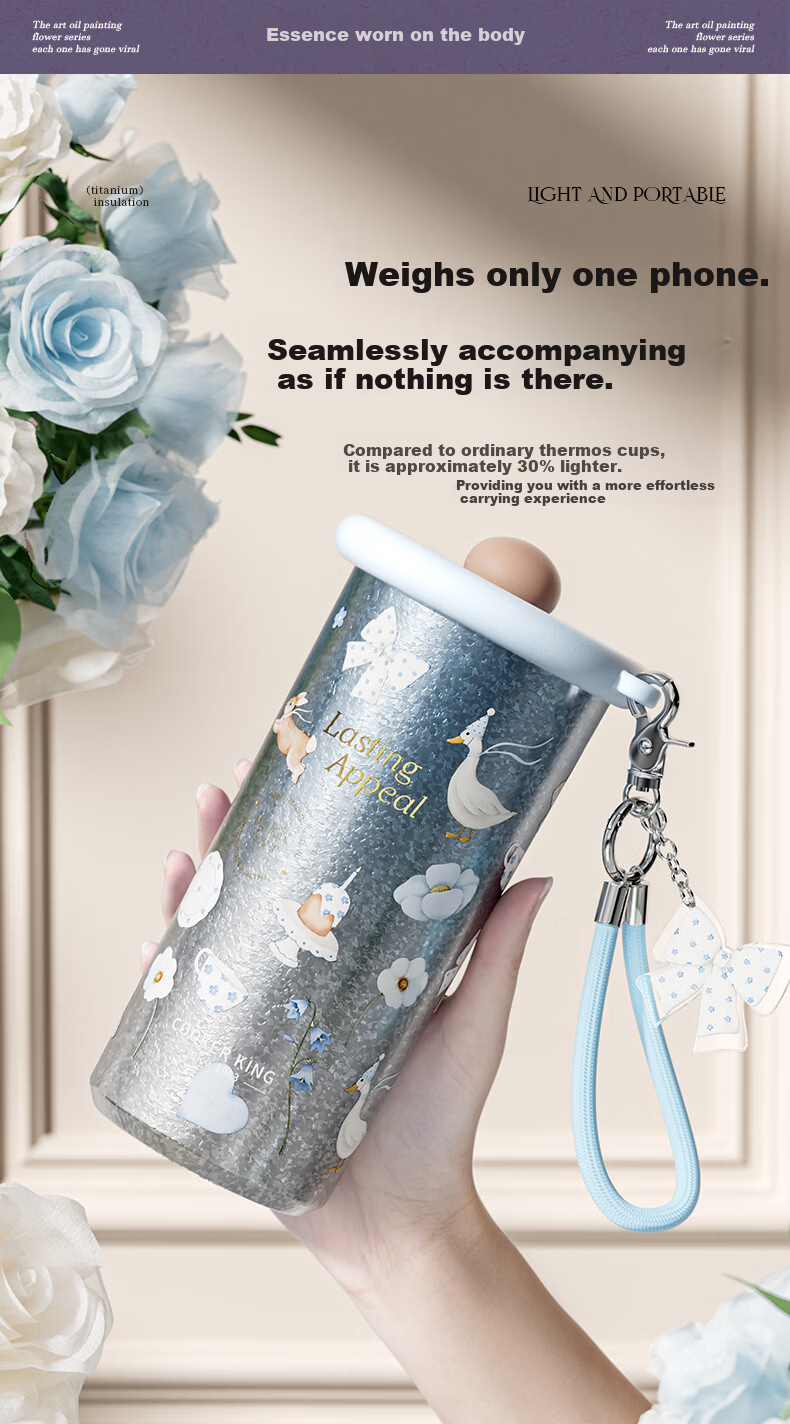 Chuida Huang Titanium Cup Gift Box Pure Titanium Insulated Cup High-Value Water Coffee Cup 520ml Alice in Wonderland 7