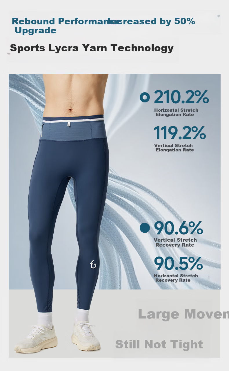 Feibit Thin Fleece Long Pants 3.0 Men's Sweat-Wicking Running Compression Waist Bag Pants Warm Fleece Twilight Blue M 9