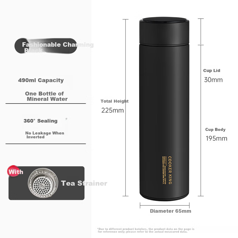 Chuida Huang Insulated Mug 316L Medical Grade Stainless Steel Tea Separation Business Portable Insulated Cup Black 490ml