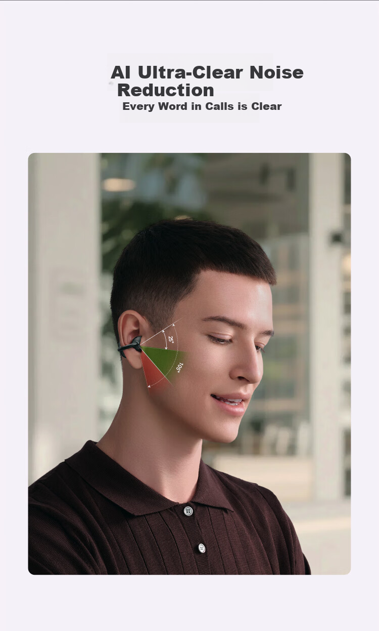 1MORE S21 Open-Ear Clip-On Bluetooth Earphones Bone Conduction AI Call Noise Cancelling Sports Headset for Huawei Xiaomi Apple Jay Chou Endorsed Matte Purple 14