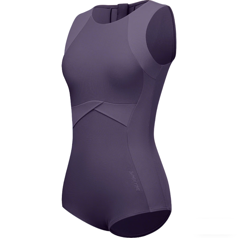 WATERTIME Women's One-Piece Swimsuit for Hot Springs, Fashionable, Simple, Sexy, Slimming, Tummy Control, Dress Swimwear, Dark Purple, Size M