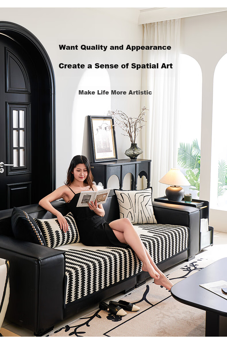 Wuyinliangpin Premium Sofa Cover, All-Season Use, Non-Slip, for Leather Sofas, Classic Style, 90*240cm 7