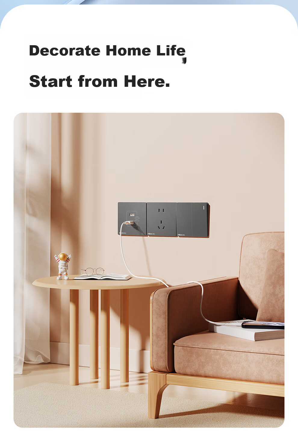 NVCleishidiangong Switch Socket, Two-Way Single Control 86-Type Concealed Wall Switch Panel, N25 Misty Gray 5