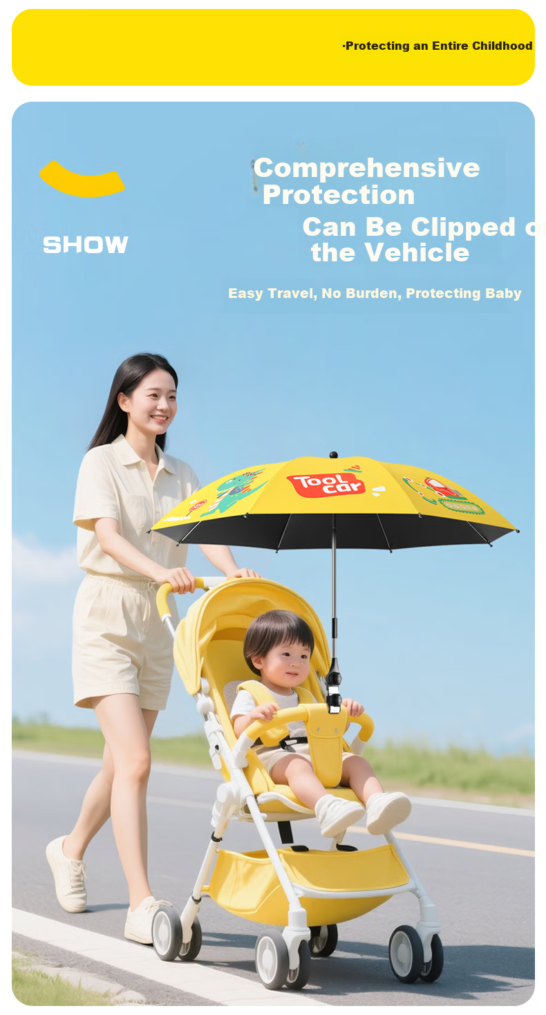 Qimai Baby Stroller Sunshade Umbrella Universal for Tricycles Pushchair Kids Umbrella Sun and Rain Protection 4