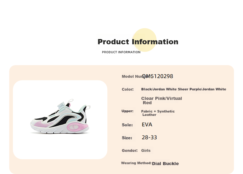 QIAODAN Girls' Running Shoes Toddler Spring and Autumn Sports Shoes Children's Dial Buckle Shoes Black/QIAODAN White Size 31 8