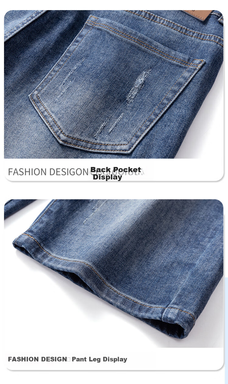 JEANSWEST OUTDOOR Men's Shorts, Summer Casual Breathable Comfortable Denim Knee-Length Pants, Trendy Fashion Outdoor, Faded Blue, Size 29 17