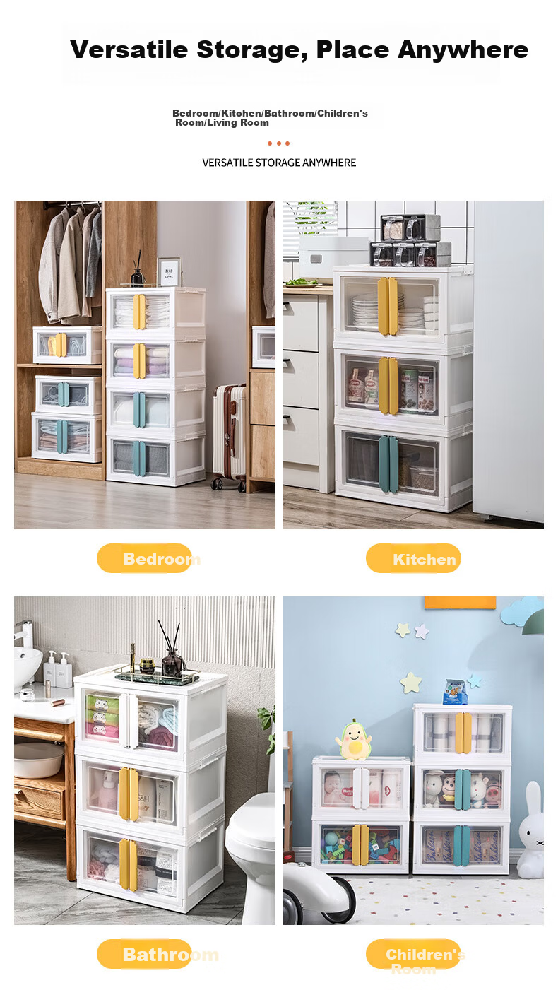 JEKO&JEKO Double Door Storage Cabinet Foldable Book Organizer Children's Wardrobe Storage Box White 1 Piece 10