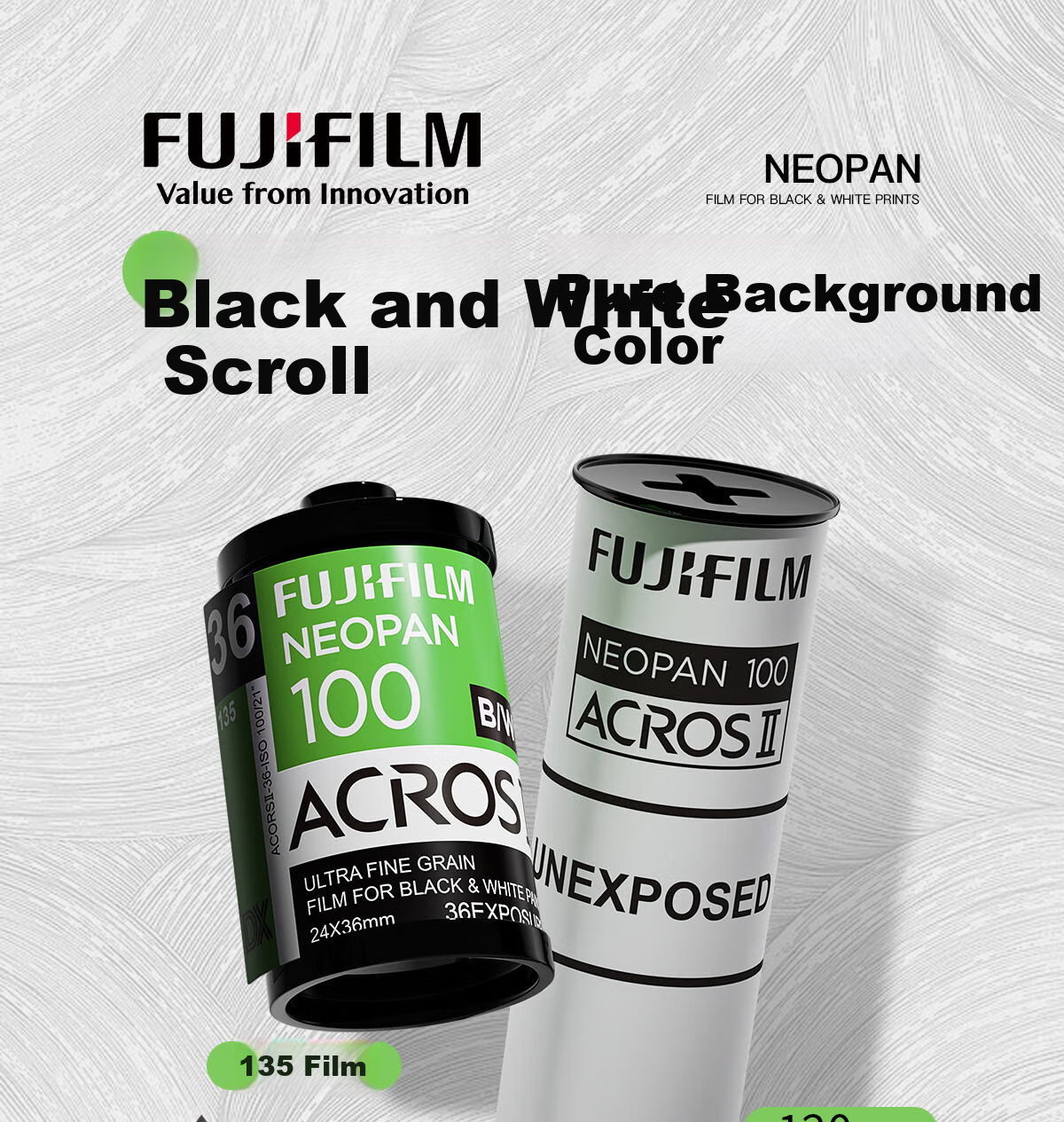FUJIFILM ACROS 100 II 35mm Black and White Negative Film 100 ISO Black and White Film 1