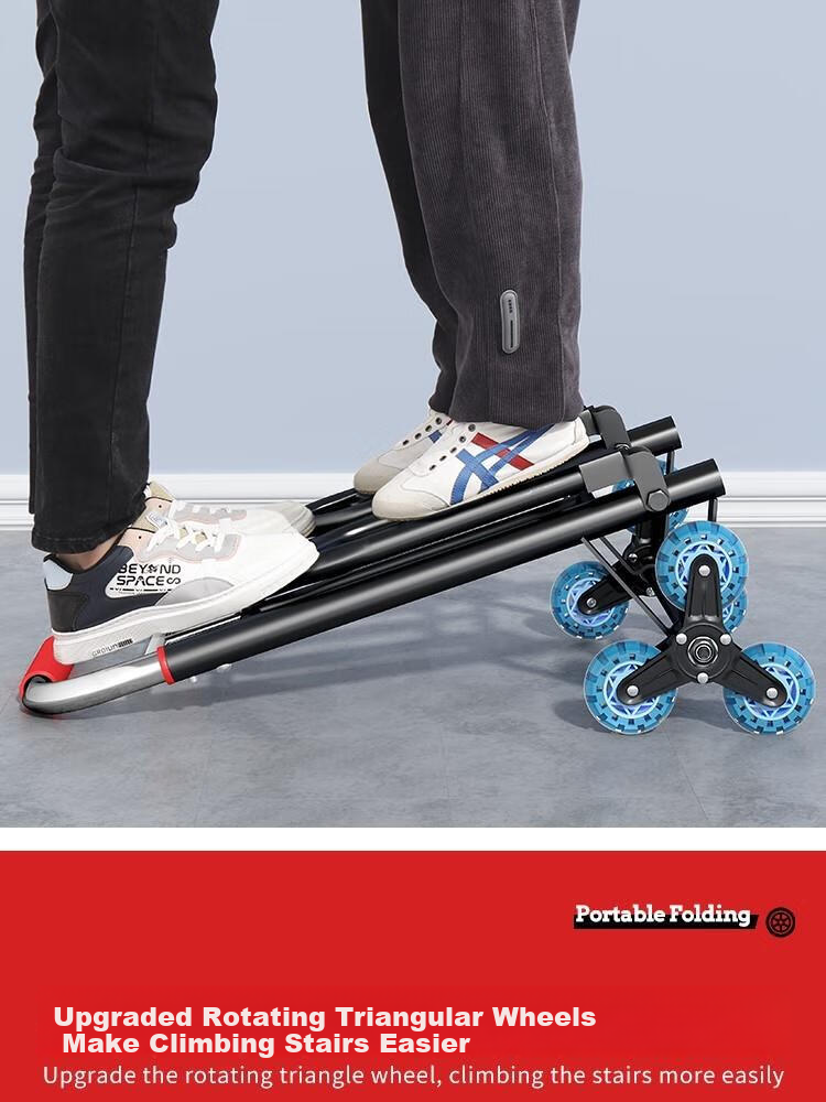 Paiying Foldable Hand Cart Folding Trolley Household Stair-Climbing Shopping Cart Small Pull Rod Cart 3