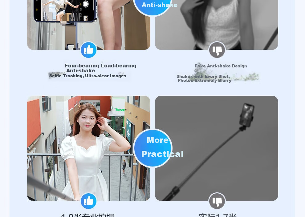 Jingxuan JD Self-Owned Brand [1.8m] Selfie Stick Handheld Boom Tripod Mobile Phone Floor Stand Handheld Anti-Shake Selfie Live Streaming Tool 360-Degree Photo Handle 8