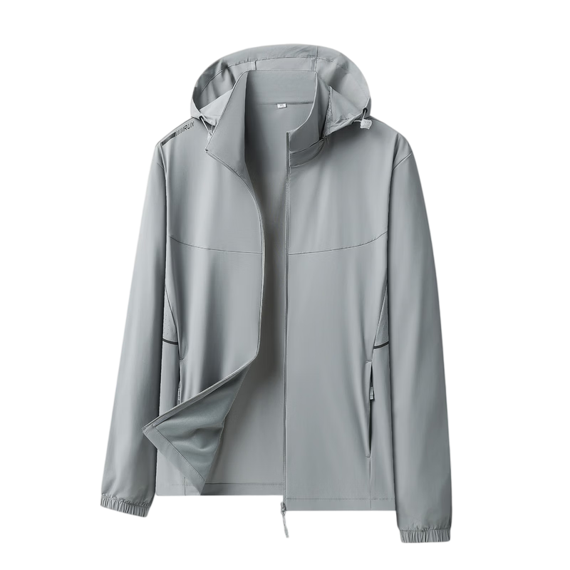 ROMON Men's Summer Thin Ice Silk Quick-Dry Sun Protection Jacket Outdoor Breathable Skin Jacket 9968 Smoke Gray 2XL