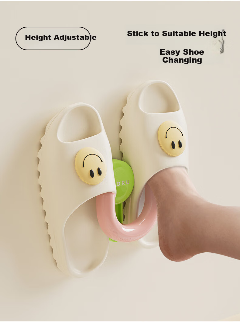 Dopamine Suction Cup Slipper Rack Wall-Mounted No-Drill Shoe Storage Organizer Home Bathroom Drainage Slipper Holder 10